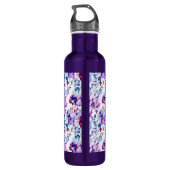 Paarse Floral Waterverf Monogrammen Waterfles (Achterkant)