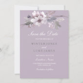 Paarse Floral Waterverf sparen de Datum Uitnodigin Save The Date (Voorkant)