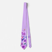 Paarse Floral Waterverf Stropdas (Voorkant)