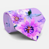 Paarse Floral Waterverf Stropdas (Opgerold)