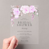 Paarse Floral Waterverf Vrijgezellenfeest Acryl Uitnodigingen (Insitu (Draagbaar))