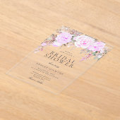 Paarse Floral Waterverf Vrijgezellenfeest Acryl Uitnodigingen (Laagn)