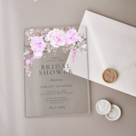 Paarse Floral Waterverf Vrijgezellenfeest Acryl Uitnodigingen