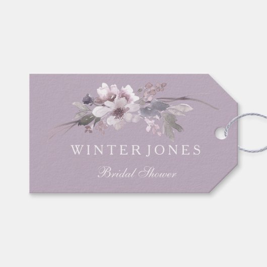 Paarse Floral Waterverf Vrijgezellenfeest Favor Ta Cadeaulabel (Voorkant (Horizontaal))