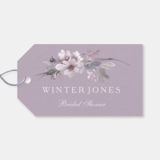 Paarse Floral Waterverf Vrijgezellenfeest Favor Ta Cadeaulabel (Achterkant Horizontaal)