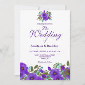 Paarse Floral Waterverf | Weddenschap Kaart (Voorkant)
