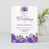 Paarse Floral Waterverf | Weddenschap Kaart (Staand voorkant)