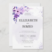 Paarse Floral Waterverf Weddenschap Kaart (Voorkant)