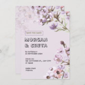 Paarse Floral Waterverf Weddenschap Kaart (Voorkant / Achterkant)