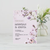 Paarse Floral Waterverf Weddenschap Kaart (Staand voorkant)