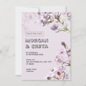 Paarse Floral Waterverf Weddenschap Kaart (Voorkant)