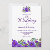 Paarse Floral Waterverf | Weddenschap Kaart (Voorkant)