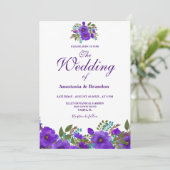 Paarse Floral Waterverf | Weddenschap Kaart (Staand voorkant)