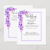 Paarse Floral Waterverf Wedding Detail (Voorkant / Achterkant)