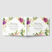 Paarse Floral Waterverf Wedding Guest Book Gastenboek (Volledig)