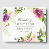 Paarse Floral Waterverf Wedding Guest Book Gastenboek (Achterkant)