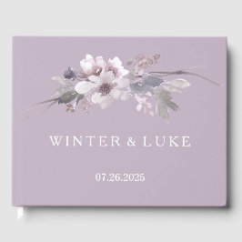 Paarse Floral Waterverf Wedding Guest Book Gastenboek