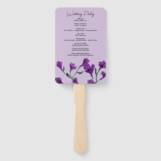 Paarse Floral Waterverf Wedding Handwaaier (Achterkant)