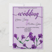 Paarse Floral Waterverf Wedding Kaart (Voorkant)