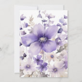 Paarse Floral Waterverf Wedding Kaart (Achterkant)