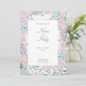 Paarse Floral Waterverf Wedding Kaart (Staand voorkant)