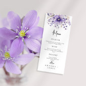 Paarse Floral Waterverf Wedding Menu