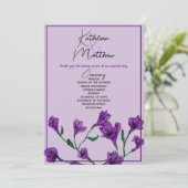 Paarse Floral Waterverf Wedding Programmakaart (Staand voorkant)