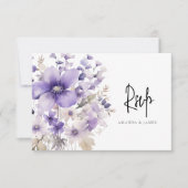 Paarse Floral Waterverf Wedding RSVP Kaart (Voorkant)