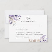 Paarse Floral Waterverf Wedding RSVP Kaart (Achterkant)