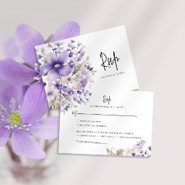 Paarse Floral Waterverf Wedding RSVP Kaart