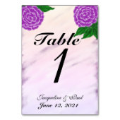 Paarse Floral Waterverf Wedding Table No. Kaarten (Voorkant)