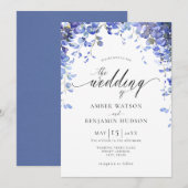 Paarse Floral Waterverf Wisteria Flowers Weddensch Kaart (Voorkant / Achterkant)