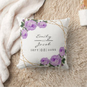 Paarse Floral Wed Elegant Gold Glitter Geometric Kussen (Deken)