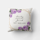Paarse Floral Wed Elegant Gold Glitter Geometric Kussen (Achterkant)