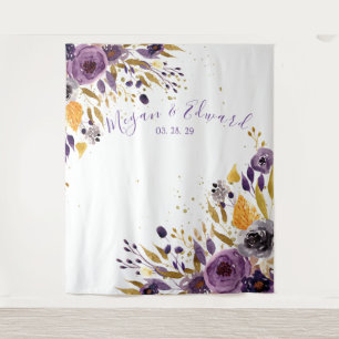 Paarse Floral Weddenschap Achtergrond Ontvanger De Wandkleed