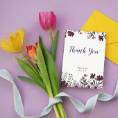 Paarse Floral Weddenschap Hartelijk dank Bedankkaart