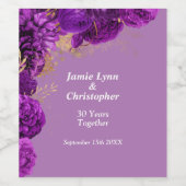 Paarse Floral Weddenschap Jubileum Wijnlabel Wijn Etiket (Enkel label)