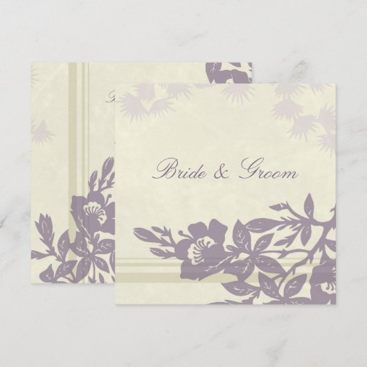 Paarse Floral Weddenschap Kaart (Voorkant / Achterkant)