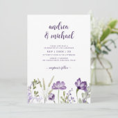 Paarse Floral Weddenschap met details achteraan Kaart (Staand voorkant)