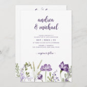 Paarse Floral Weddenschap met details achteraan Kaart (Voorkant / Achterkant)