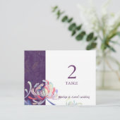 Paarse Floral Weddenschappen Briefkaart (Staand voorkant)