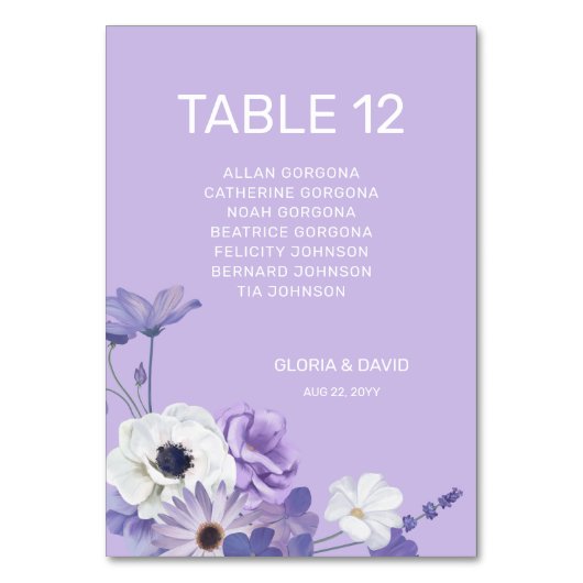 Paarse Floral Weddenschappen Kaart (Voorkant)