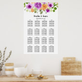 Paarse Floral Wedding 16 Tafelzitje Poster (Keuken)