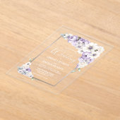 Paarse Floral Wedding Acryl Uitnodigingen (Laagn)