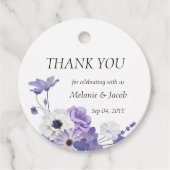 Paarse Floral Wedding Bedankjes Labels (Voorkant)
