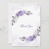 Paarse Floral Wedding Bedankkaart (Voorkant)