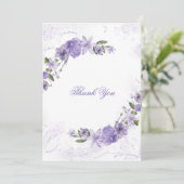 Paarse Floral Wedding Bedankkaart (Staand voorkant)