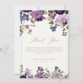  Paarse Floral Wedding Bedankkaart (Voorkant)