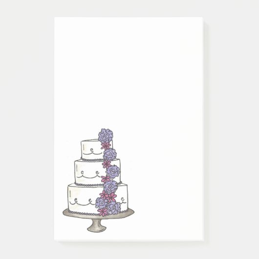 Paarse Floral Wedding Cake Vrijgezellenfeest Favor Post-it® Notes (Voorkant)