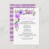 Paarse Floral Wedding Details Enclosure Card Informatiekaartje (Voorkant / Achterkant)